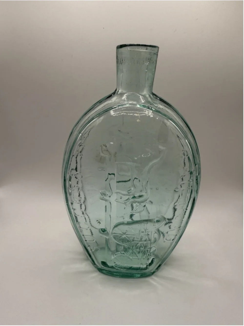 Vintage Decanter 7 Turquoise Glass Success To Railroad